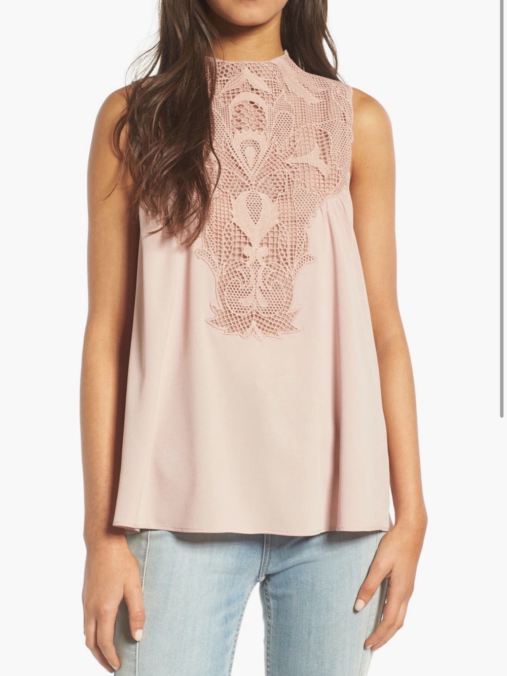 Chelsea28 Blush Crochet Sleeveless Top - Size S
